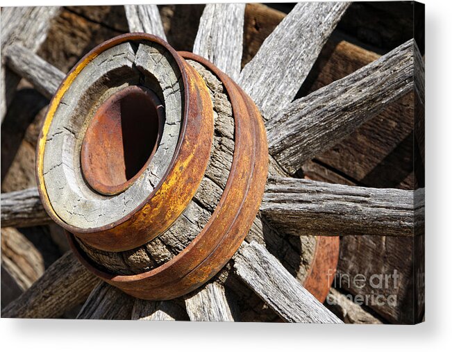 Wagon Acrylic Print featuring the photograph Vintage Rustic Wagon Wheel 1 by Lincoln Rogers