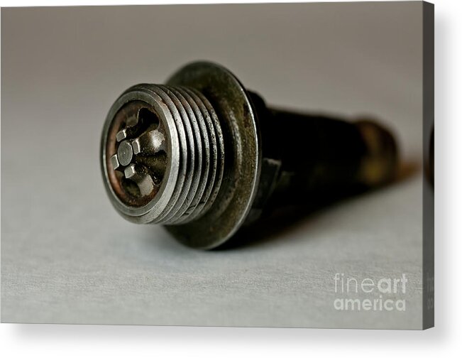 Motorcycle Spark Plugs Acrylic Print featuring the photograph Vintage Spark Plug by Wilma Birdwell