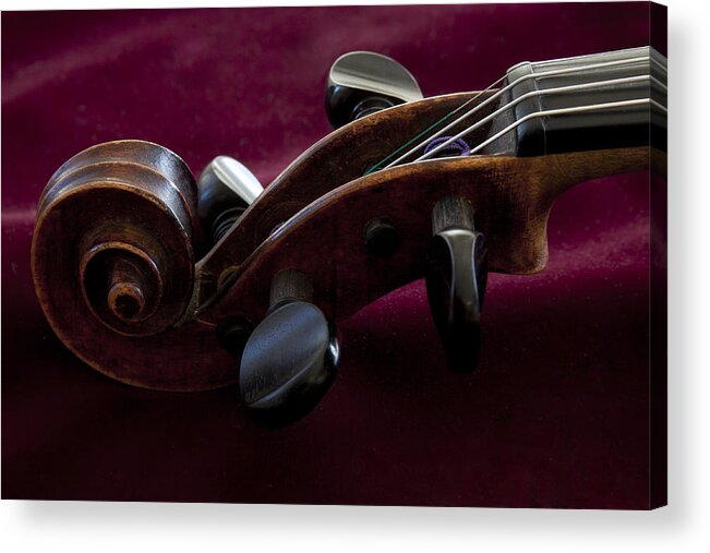 Old Acrylic Print featuring the photograph Violin on Deep Red by Richard Smith