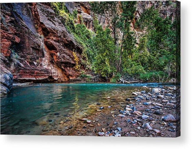 Zion Acrylic Print featuring the photograph Virgin River Zion National Park Utah by George Buxbaum