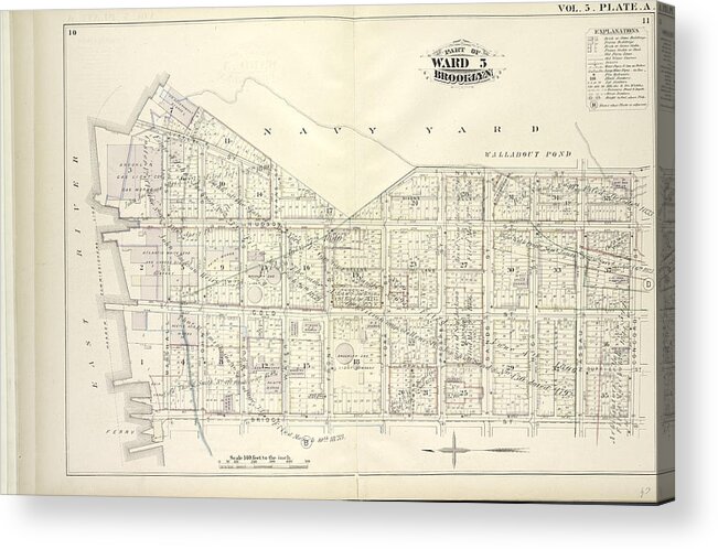 Vol 5 Plate Acrylic Print featuring the drawing Vol. 5. Plate, A. Map Bound By U.s. Navy Yard, Concord St by Litz Collection