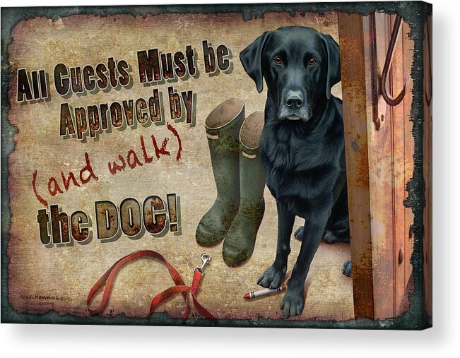 Nigel Hemming Acrylic Print featuring the painting Walk the Dog by JQ Licensing