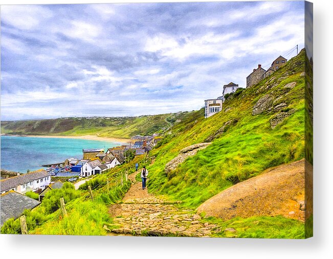 Cornwall Acrylic Print featuring the photograph Walking Into Sennen Cove On The Cornish Coast by Mark Tisdale
