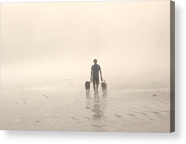 Walking The Dog On A Foggy Sunny Day Acrylic Print featuring the photograph Walking the Dog Florentia by Brian Sereda