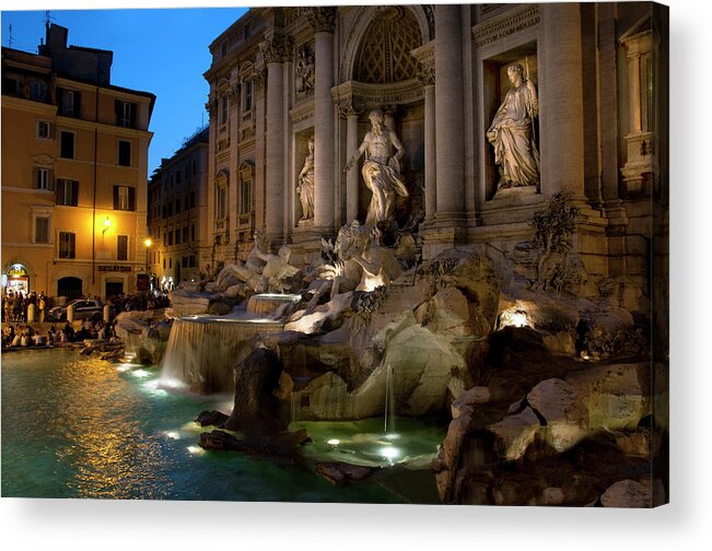 Pedestrian Acrylic Print featuring the photograph Walking Through Rome At Night by Mitch Diamond