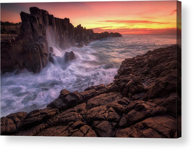 Seascape Acrylic Print featuring the photograph Wall By The Sea by Joshua Zhang
