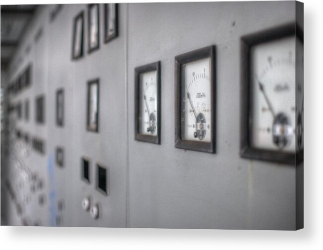 Urbex Acrylic Print featuring the digital art Water gauges by Nathan Wright