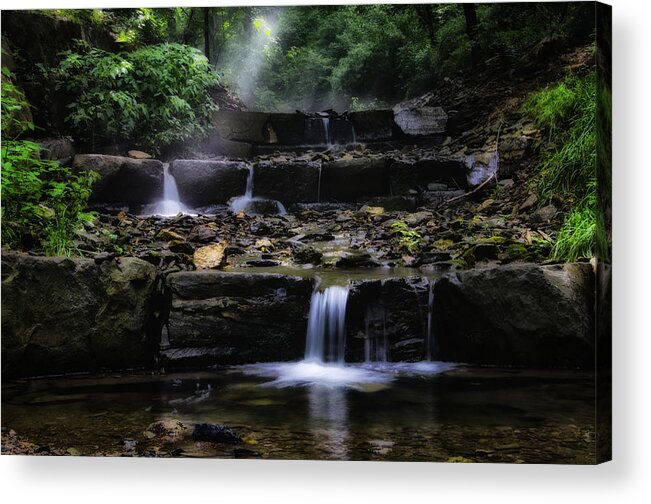 Water Acrylic Print featuring the photograph Water Steps in Fairmount Park by Bill Cannon