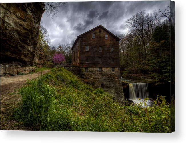 Mill Creek Park Acrylic Print featuring the photograph Waterfall at the Old Mill by David Dufresne