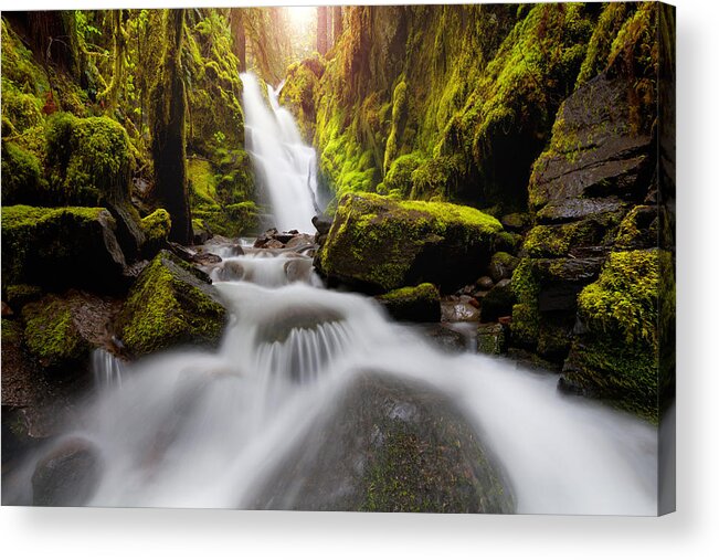 Waterfall Acrylic Print featuring the photograph Waterfall Glow by Andrew Kumler