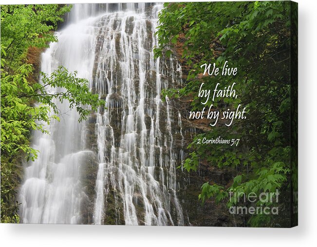 Mingo Acrylic Print featuring the photograph Waterfall with New Testament Scripture by Jill Lang