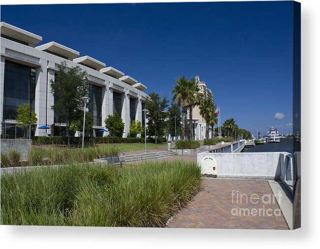 Architecture Acrylic Print featuring the photograph Waterfront convention center by Ules Barnwell