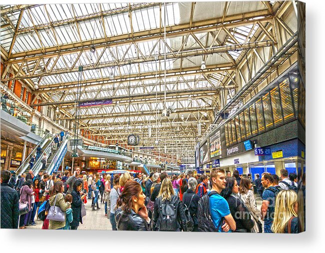 Trains Acrylic Print featuring the digital art Waterloo Station by Andrew Middleton