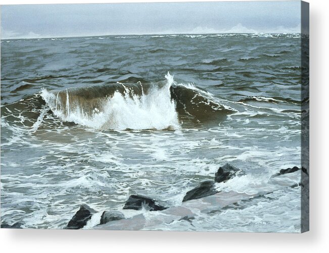 Ocean Acrylic Print featuring the painting Wave by Lynn Hansen