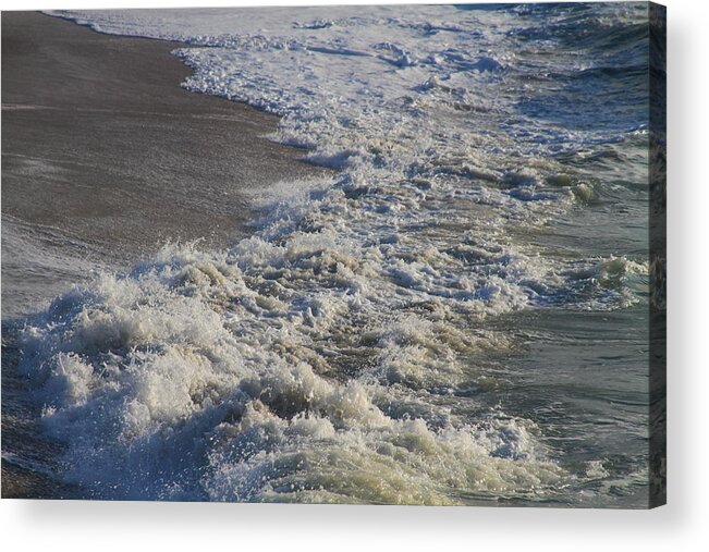Obx Acrylic Print featuring the photograph Waves Off Avon Pier by Cathy Lindsey