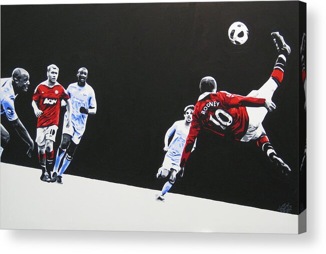 Wayne Rooney Acrylic Print featuring the painting Wayne Rooney - Manchester United FC by Geo Thomson