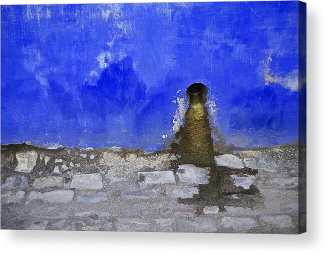 Artistic Acrylic Print featuring the photograph Weathered Blue Wall of Old World Europe by David Letts