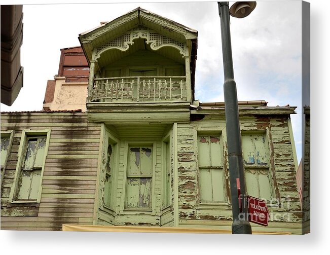 House Acrylic Print featuring the photograph Weathered old green wooden house by Imran Ahmed