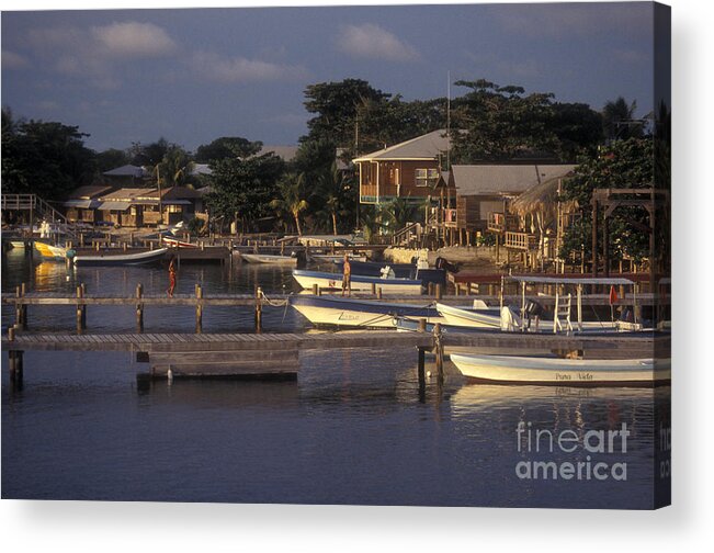 Honduras Acrylic Print featuring the photograph West End Docks Roatan by John Mitchell