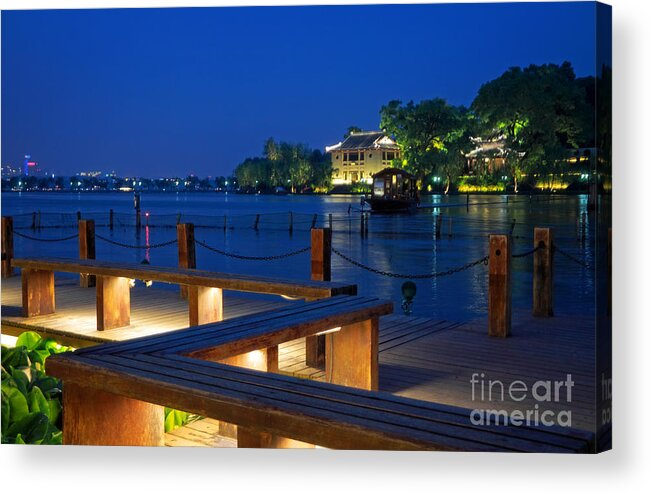 Hangzhou Acrylic Print featuring the photograph West Lake Evening by Charline Xia