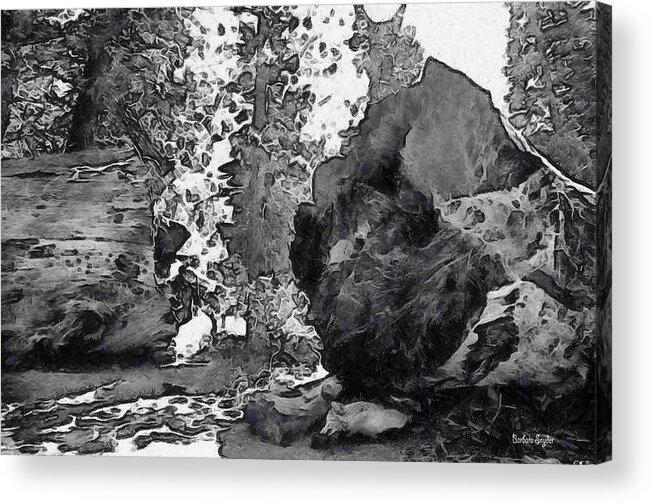 Barbara Snyder Acrylic Print featuring the photograph When Giants Fall Black and White by Barbara Snyder