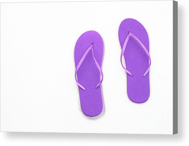Andee Design Flip Flops Acrylic Print featuring the photograph Where On Earth Is Spring - My Purple Flip Flops Are Waiting by Andee Design