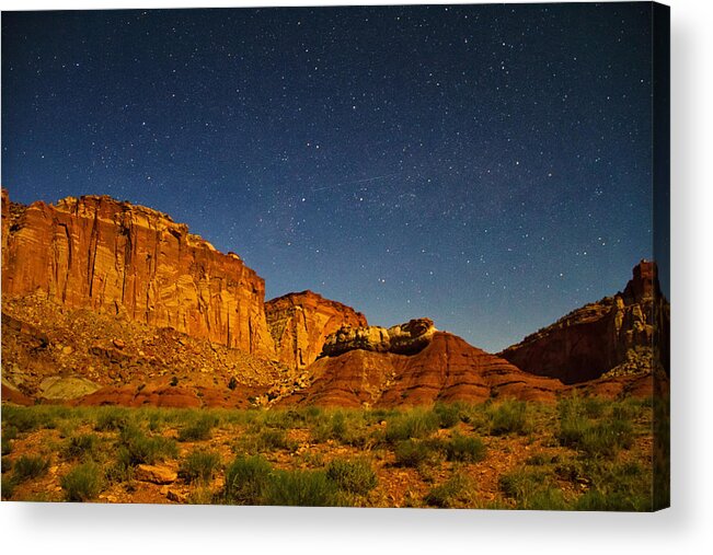 Capitol Reef Stars;capitol Reef Star Trails Acrylic Print featuring the photograph Where the wild things are by Kunal Mehra
