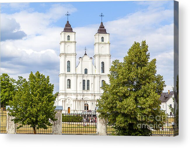  Abbey Acrylic Print featuring the photograph White church by Gina Koch