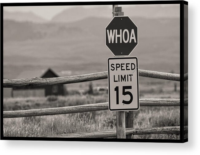 Whoa Acrylic Print featuring the photograph Whoa Sign in Wyoming by Peggy Dietz
