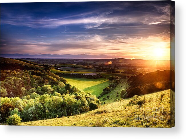 Landscape Acrylic Print featuring the photograph Winchester hill sunset by Simon Bratt