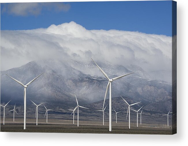 Kevin Schafer Acrylic Print featuring the photograph Wind Turbines Schell Creek Range Nevada by Kevin Schafer