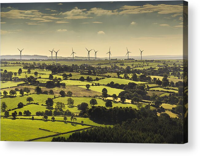 England Acrylic Print featuring the photograph Wind turbines viewed from helicopter by Kelvinjay