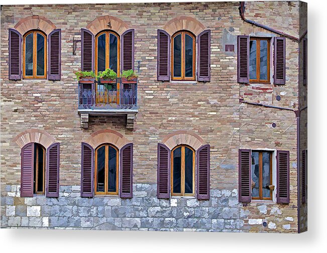 Architecture Acrylic Print featuring the photograph Windows of a Tuscan Office Building by David Letts