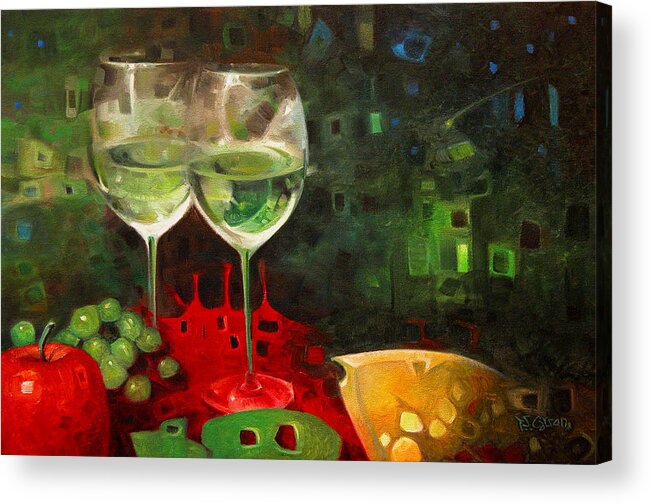 Wine Acrylic Print featuring the painting Wine and Friends by T S Carson