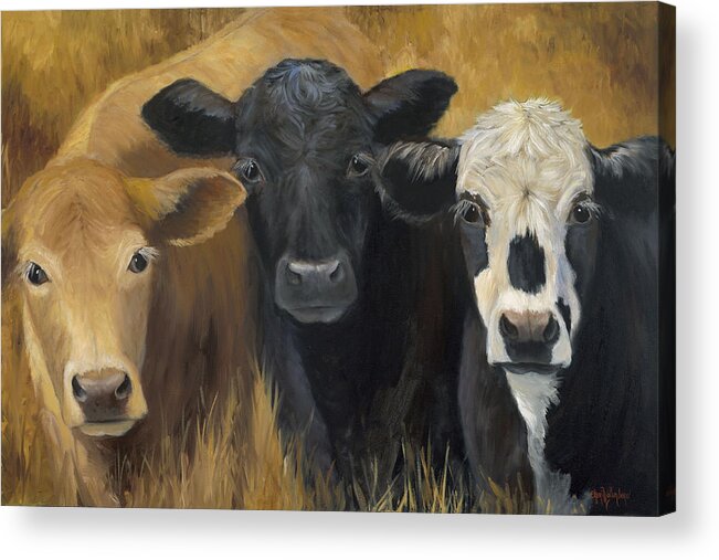 Cow Print Acrylic Print featuring the painting Winken Blinken And Nod by Cheri Wollenberg