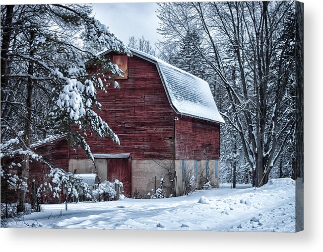 Barn Acrylic Print featuring the photograph Winter Barn by Lauri Novak