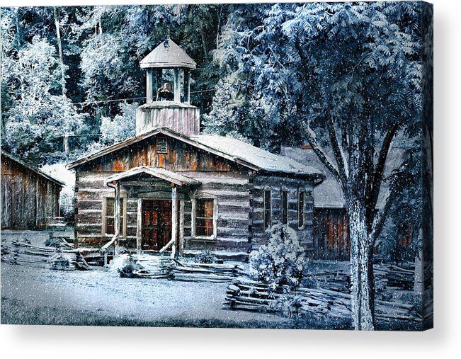 Winter Acrylic Print featuring the digital art Winter Church by Mary Almond