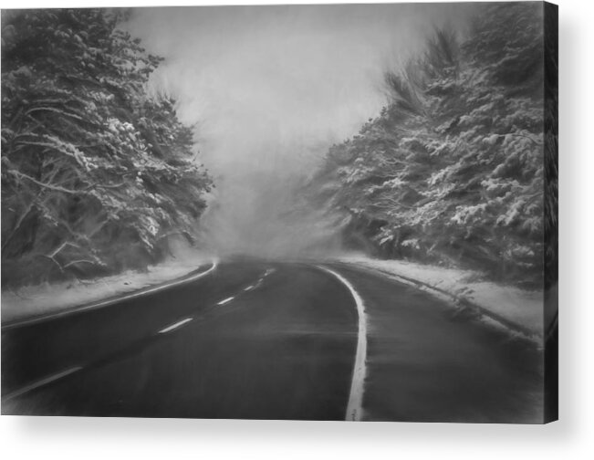 Snow Acrylic Print featuring the photograph Winter Drive by Cathy Kovarik