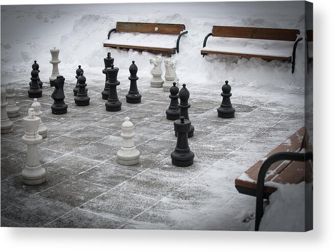Chess Acrylic Print featuring the photograph Winter Outdoor Chess by Andreas Berthold