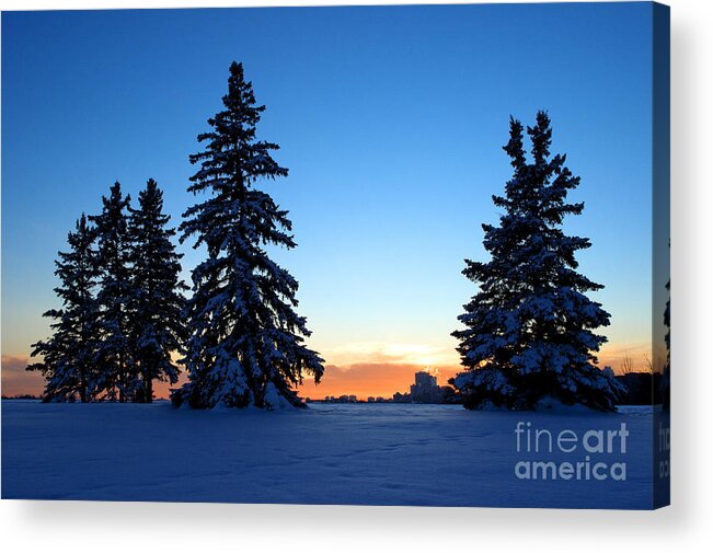 Winter Scene Acrylic Print featuring the photograph Winter Scenic At Sunset by Terry Elniski