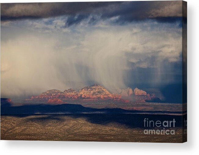 Sedona Acrylic Print featuring the photograph Winter Storm approaches Sedona by Ron Chilston