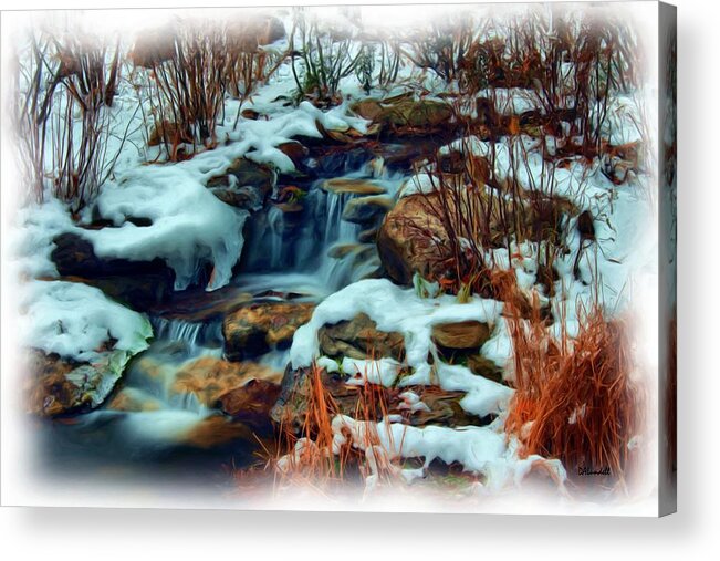 Ice Acrylic Print featuring the digital art Winter Stream by Dennis Lundell