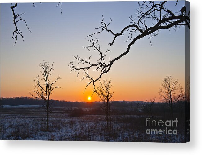 Winter Sunset Acrylic Print featuring the photograph Winter Sun Ornament by Dan Hefle