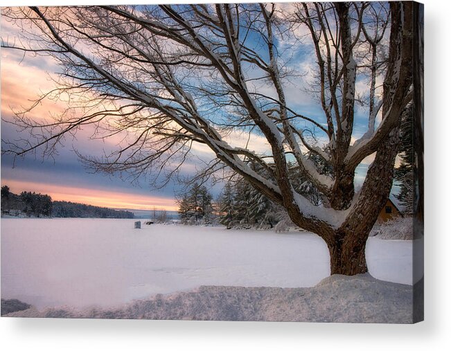 Winter Acrylic Print featuring the photograph Winter Sunset on Long Lake by Darylann Leonard Photography