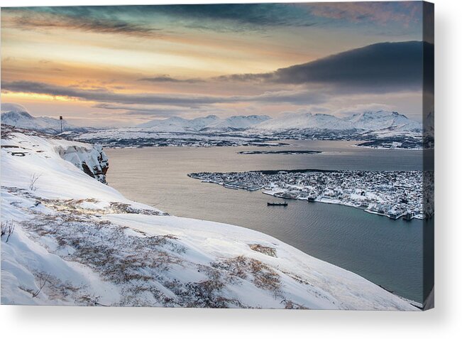 Tromso Acrylic Print featuring the photograph Winter View Over Tromso City Over by Coolbiere Photograph