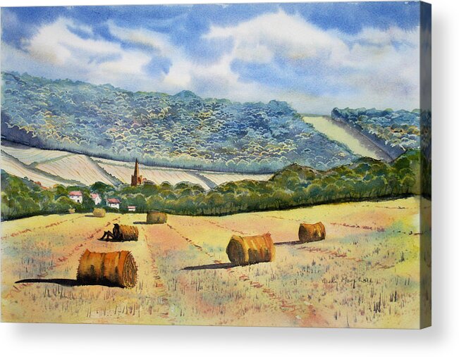Landscape Acrylic Print featuring the painting Winteringham from High Mowgate by Glenn Marshall