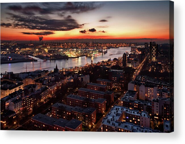 Harbor Acrylic Print featuring the photograph Wintersunset by Stefan Kl?ren