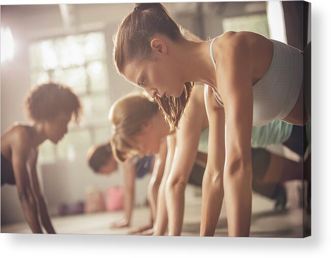 Human Arm Acrylic Print featuring the photograph Women Working Out In Exercise Class by John Fedele