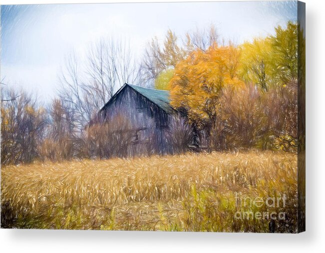 Wooden Autumn Barn Acrylic Print featuring the photograph Wooden Autumn Barn by Jim Lepard