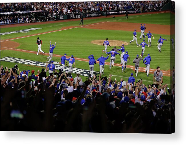 American League Baseball Acrylic Print featuring the photograph World Series - Chicago Cubs V Cleveland by Jamie Squire